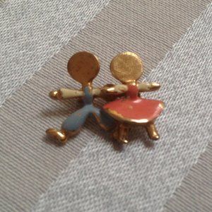 Vtg 50s Little People/Dance Partners Enamel Pin